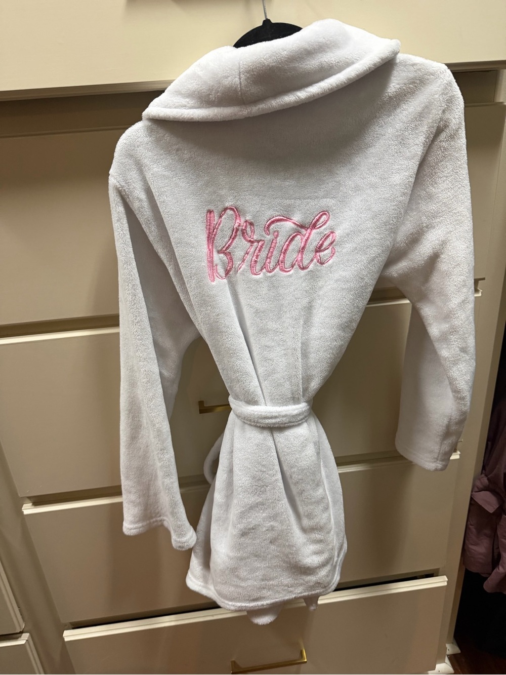 Cynthia Rowley White Robe with Pink "Bride" Embroidery